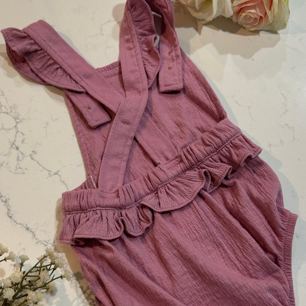 Carter's Mauve Ruffle Strap Romper - Picture 4 of 5